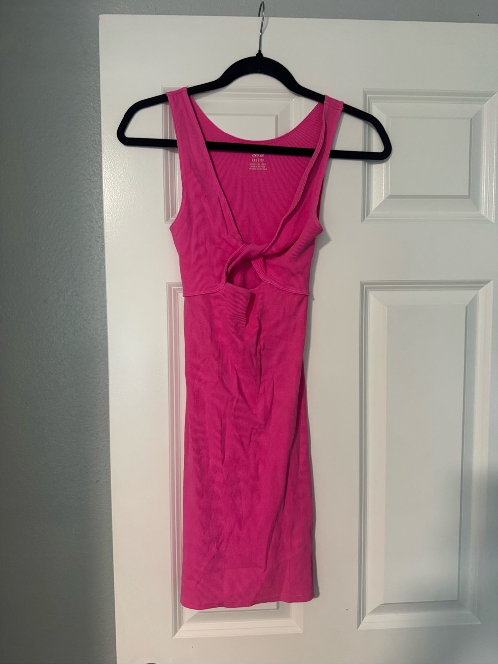 aerie Hot Pink Twist-Front Mini Dress